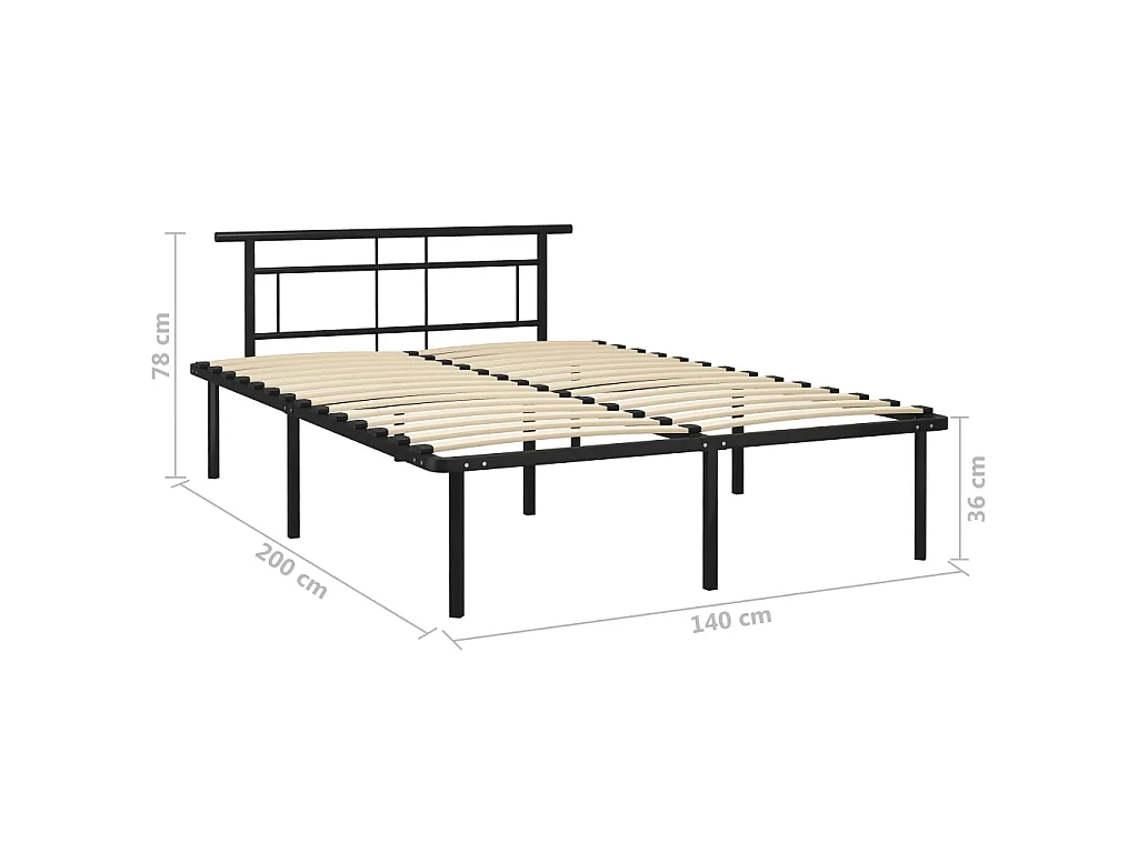 Lit Noir Métal 140x200 3