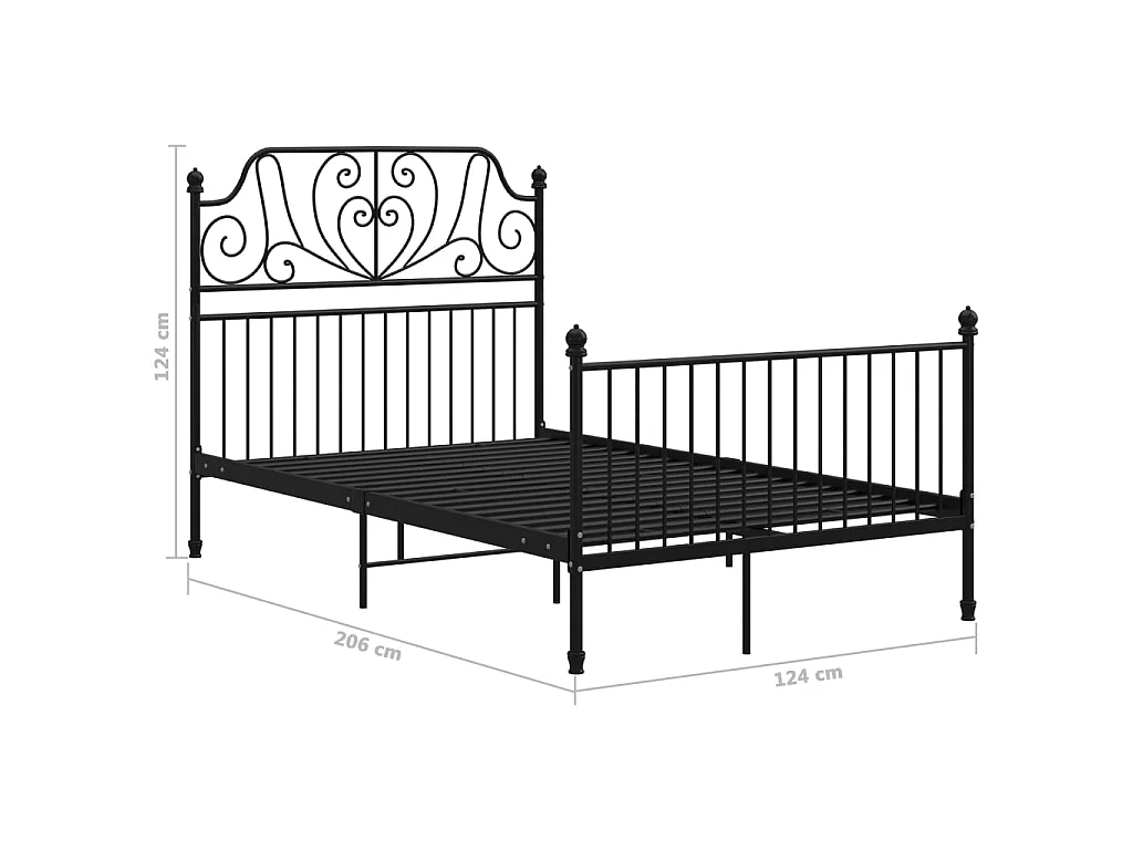 Lit Noir Métal et contreplaqué 120x200 2