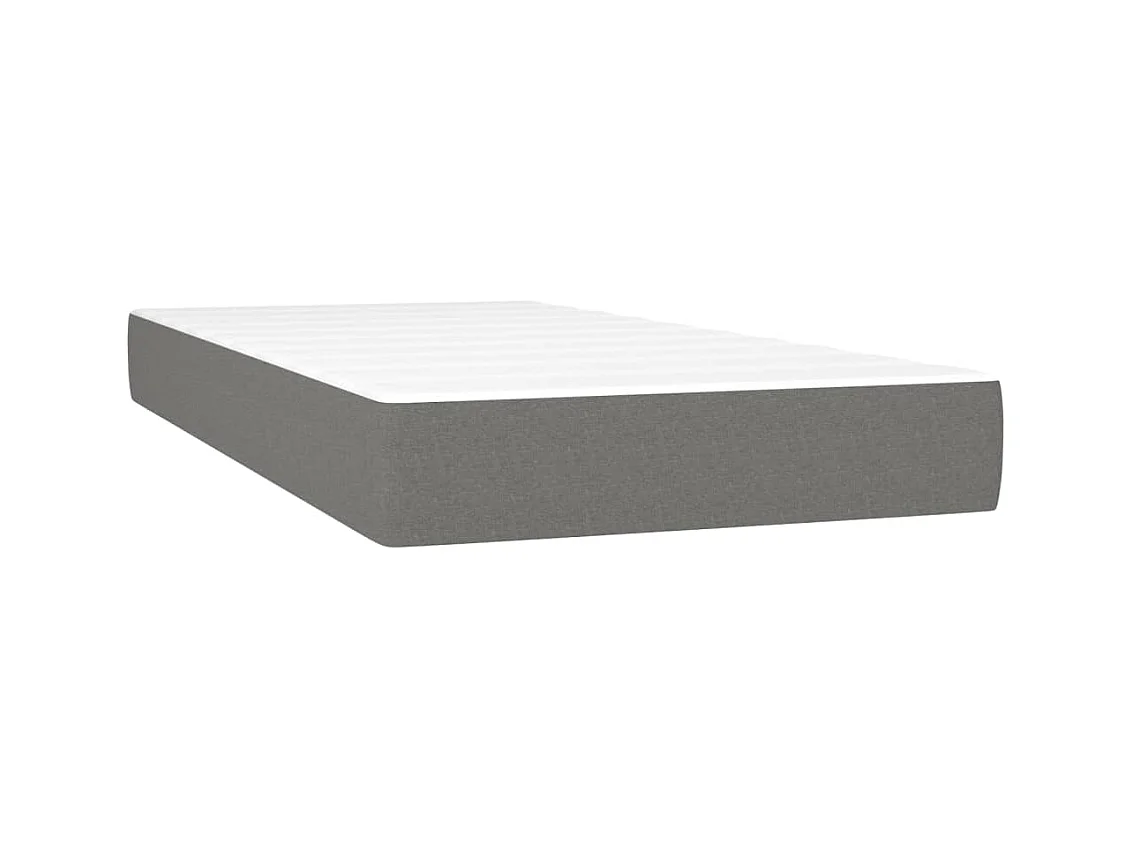 Cama box spring colchón y luces LED tela gris oscuro 80x200 cm