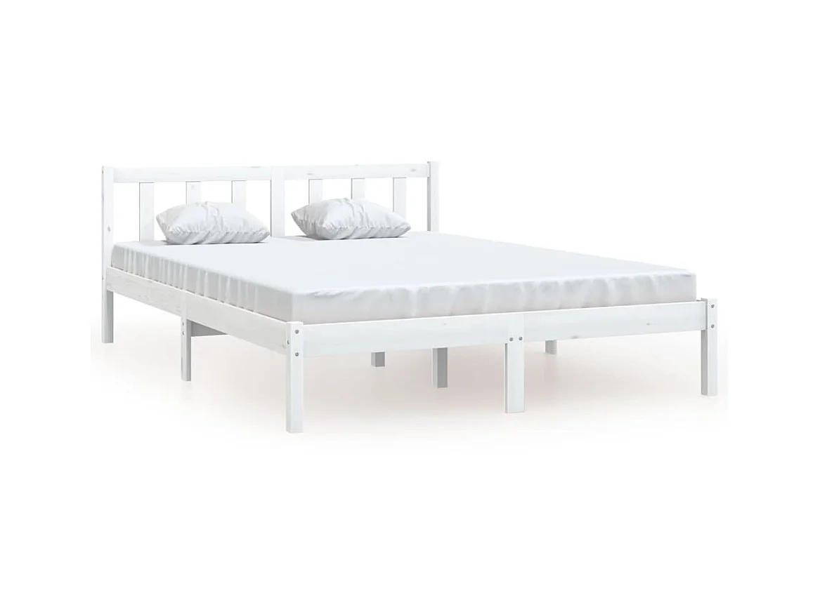Lit Blanc Bois de pin massif 120x200 7