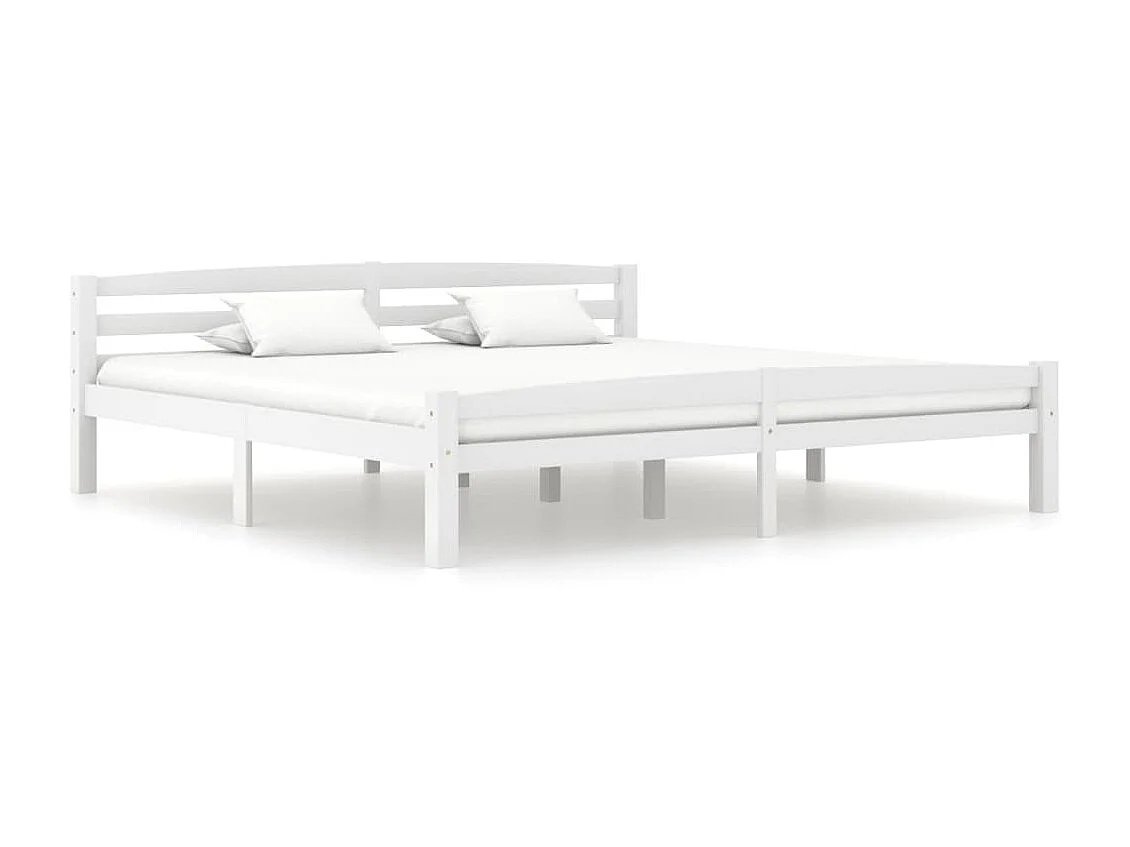 Lit Blanc Bois de pin massif 200x200 9