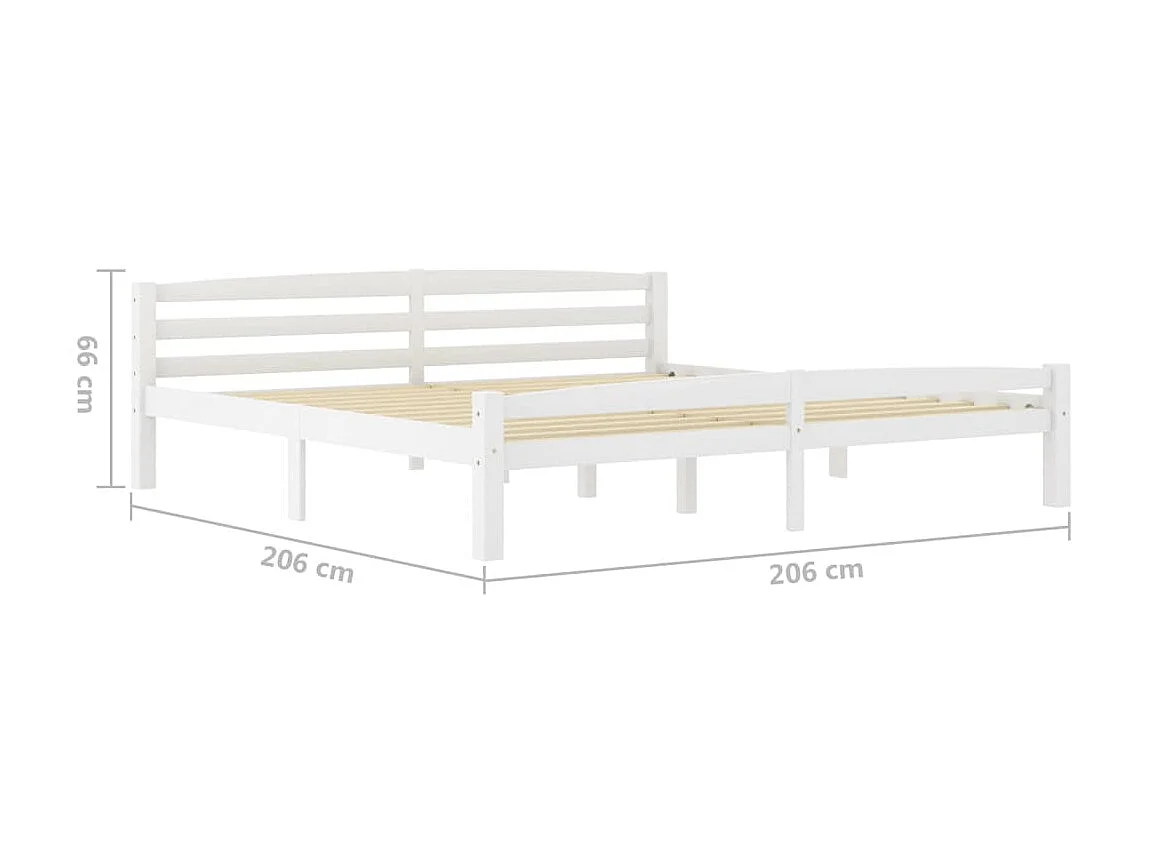 Lit Blanc Bois de pin massif 200x200 9