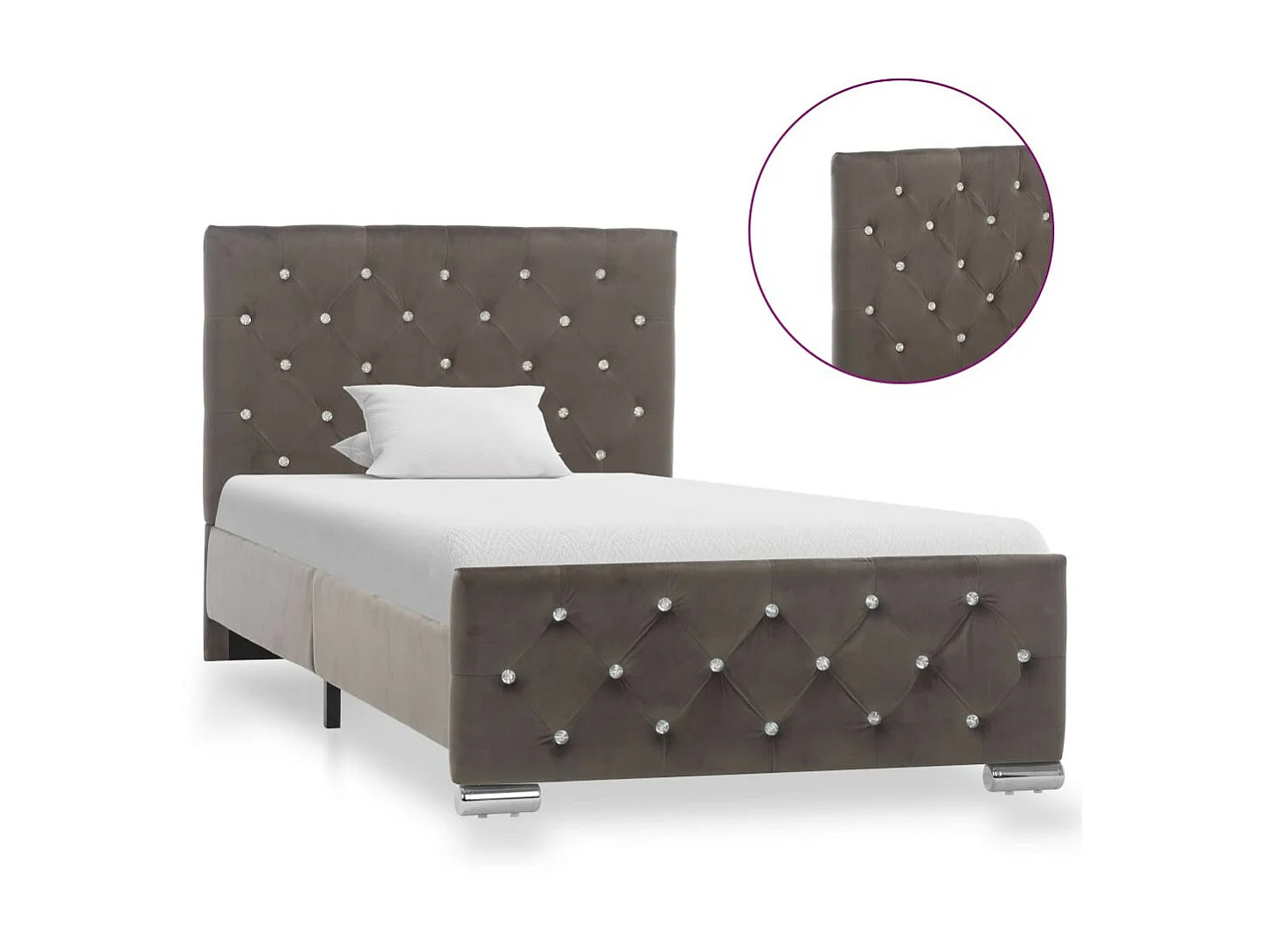 Lit Gris Tissu 90x200 4