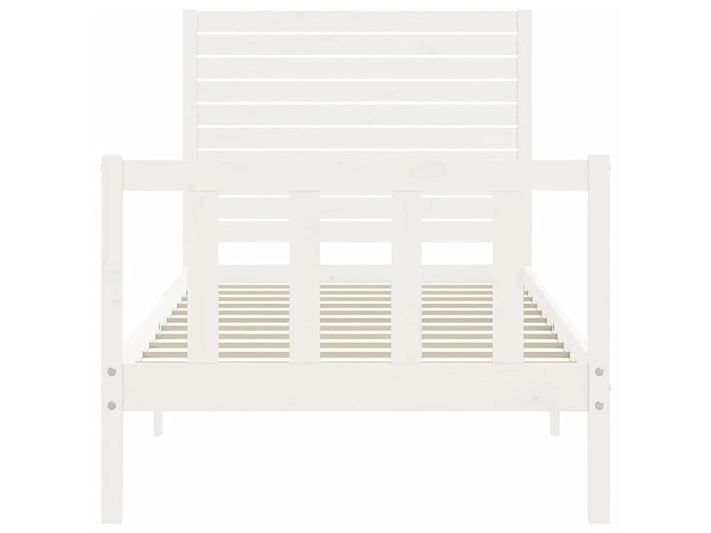 Lit avec tête de lit blanc simple bois massif