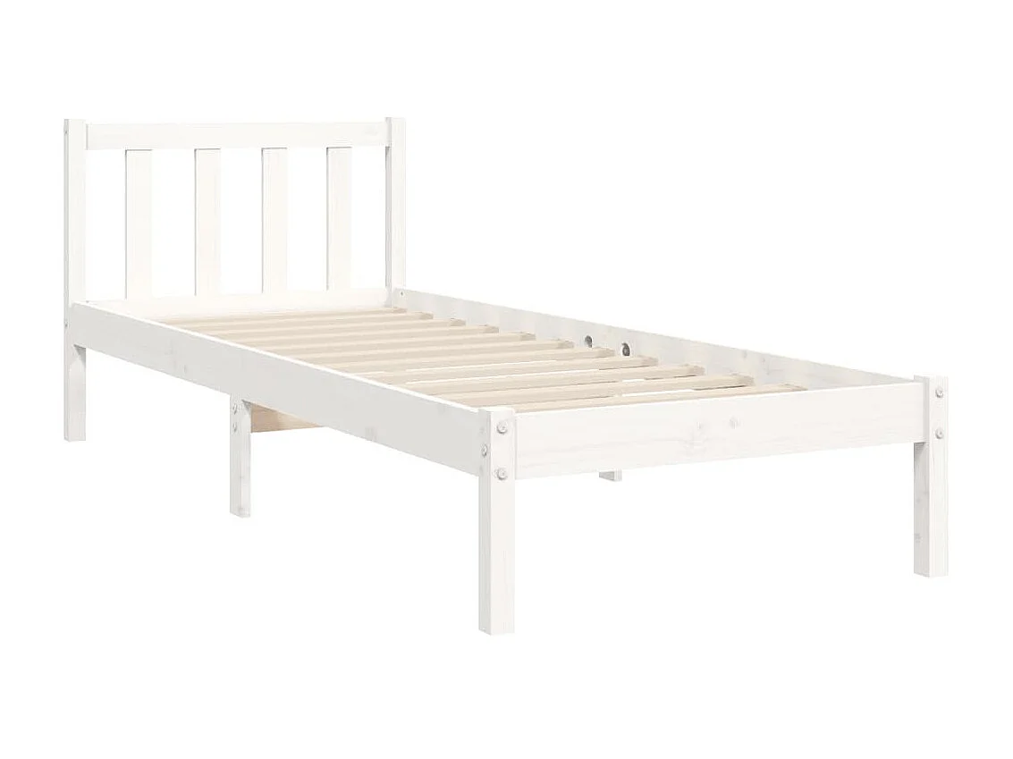 Lit avec tête de lit blanc simple bois massif