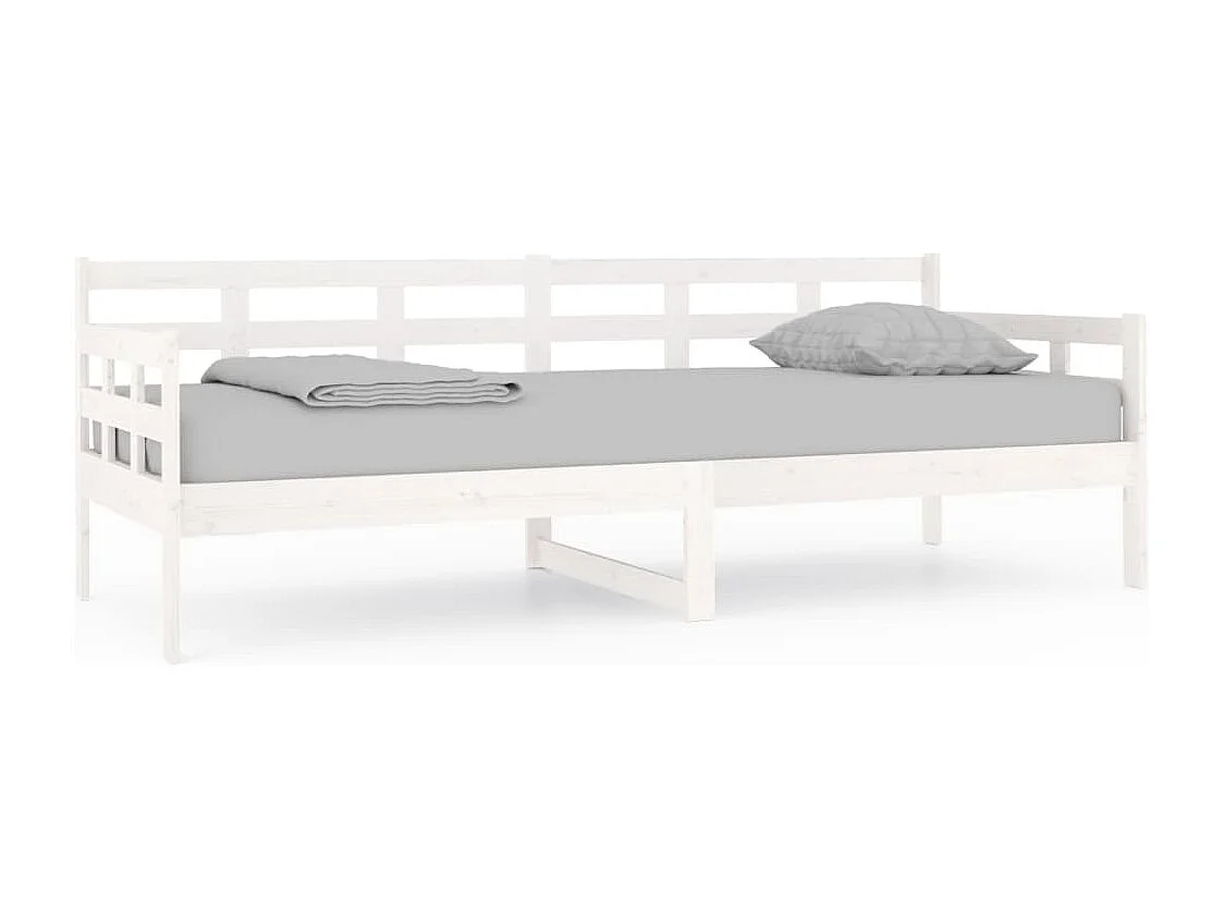 Lit de jour blanc bois de pin massif 80x200