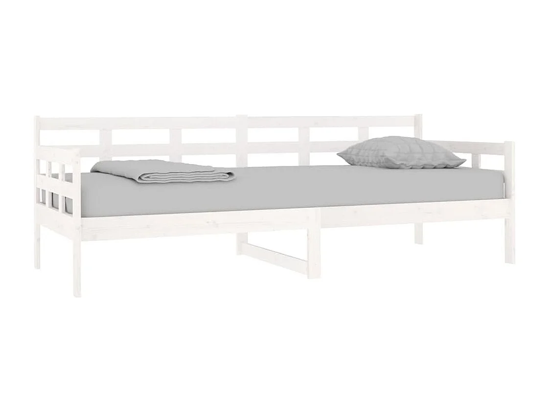 Lit de jour blanc bois de pin massif 80x200