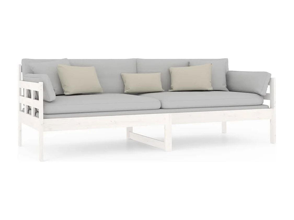 Lit de jour blanc bois de pin massif 80x200