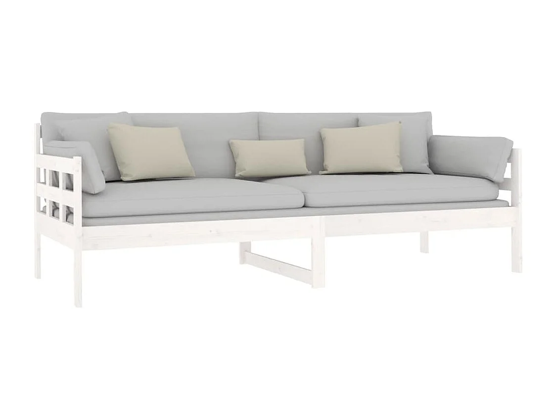 Lit de jour blanc bois de pin massif 80x200