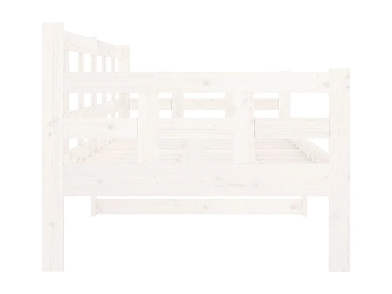 Lit de jour blanc bois de pin massif 80x200