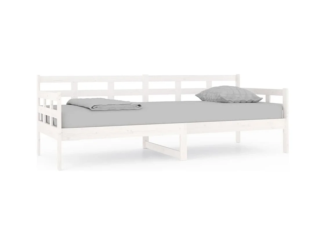 Lit de jour blanc bois de pin massif 80x200