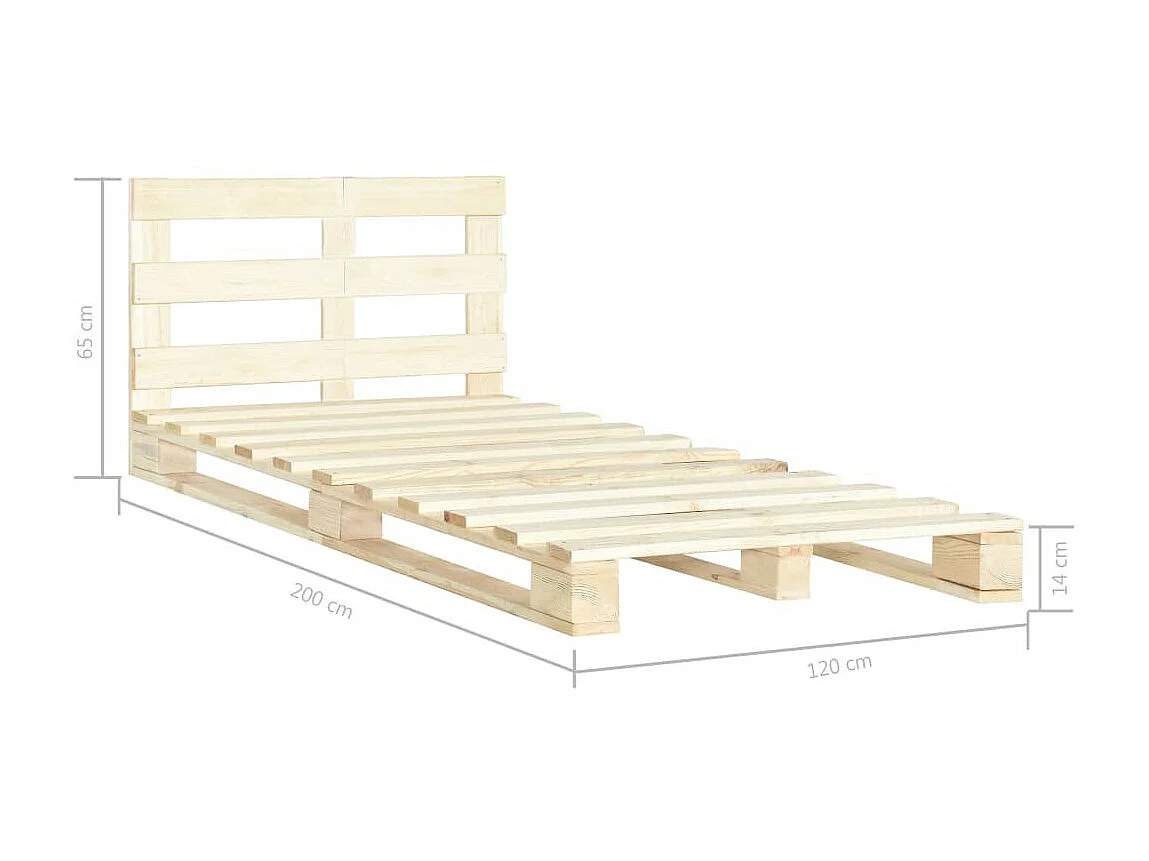 Lit de palette Bois de pin massif 120x200 2