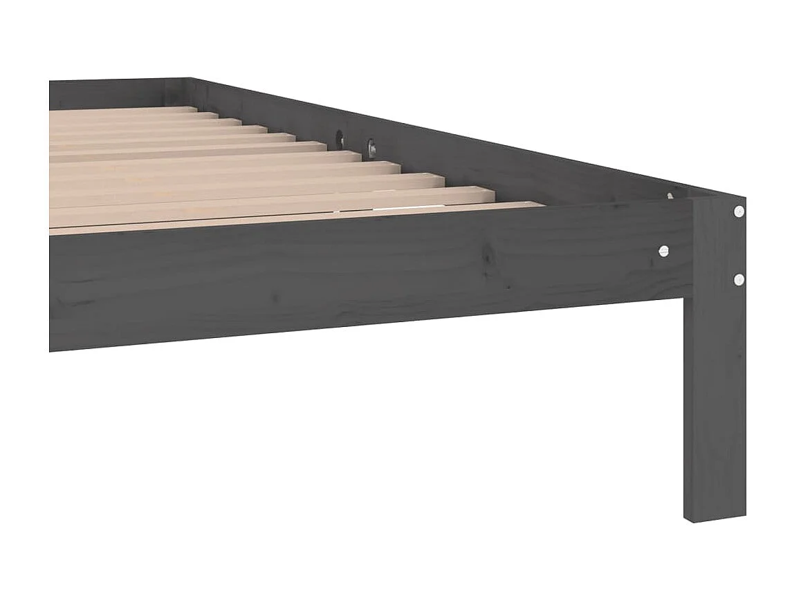 Lit Gris Bois de pin massif 200x200 6