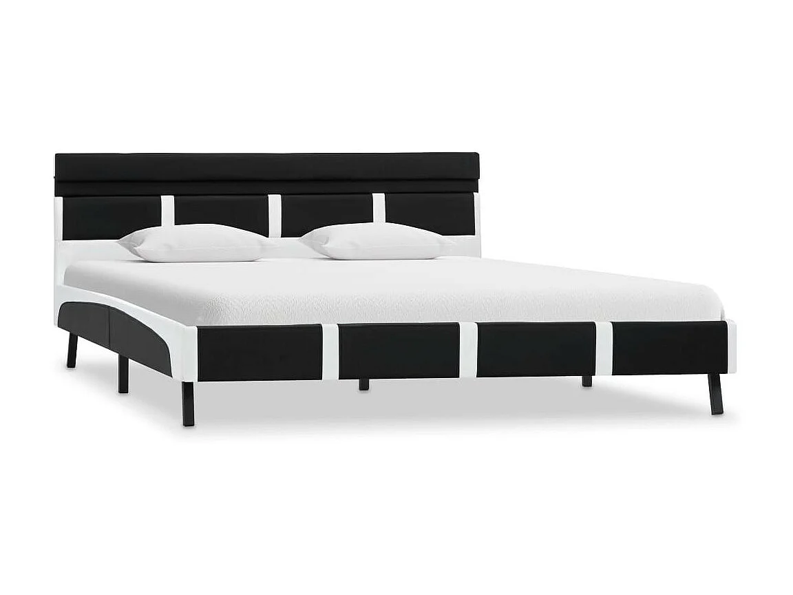 Cadre de lit avec LED Noir Similicuir 140x200