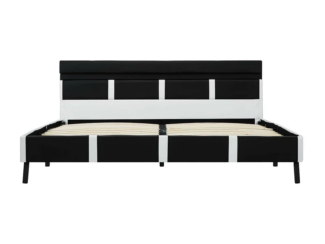Cadre de lit avec LED Noir Similicuir 140x200