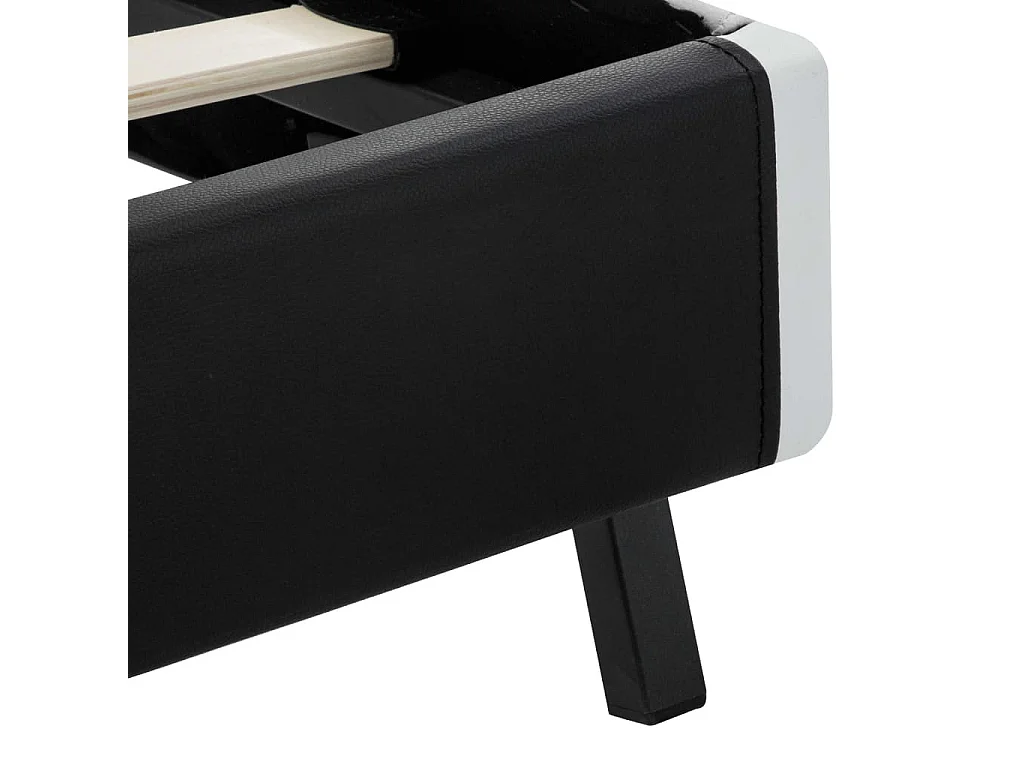 Cadre de lit avec LED Noir Similicuir 140x200