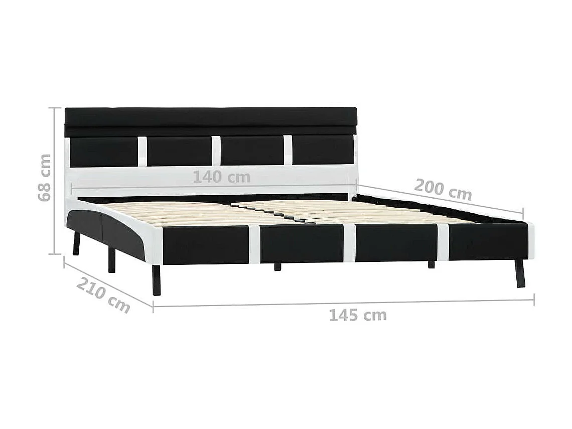 Cadre de lit avec LED Noir Similicuir 140x200