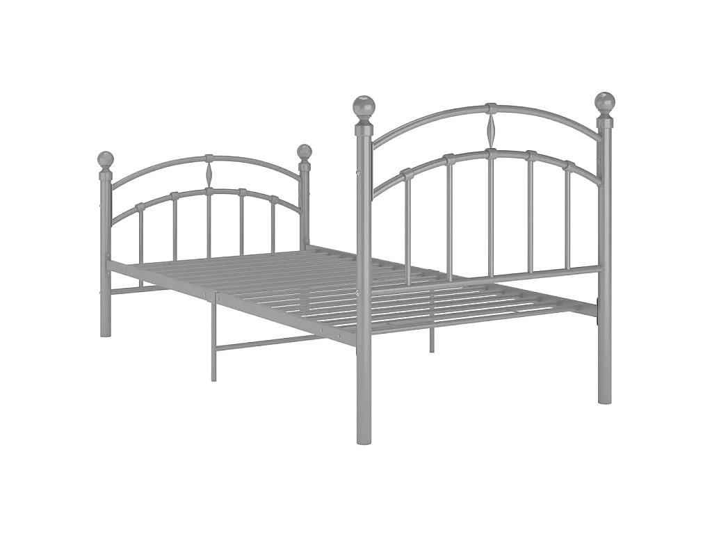 Lit Gris Métal 90x200 tête de lit arrondie Ronda