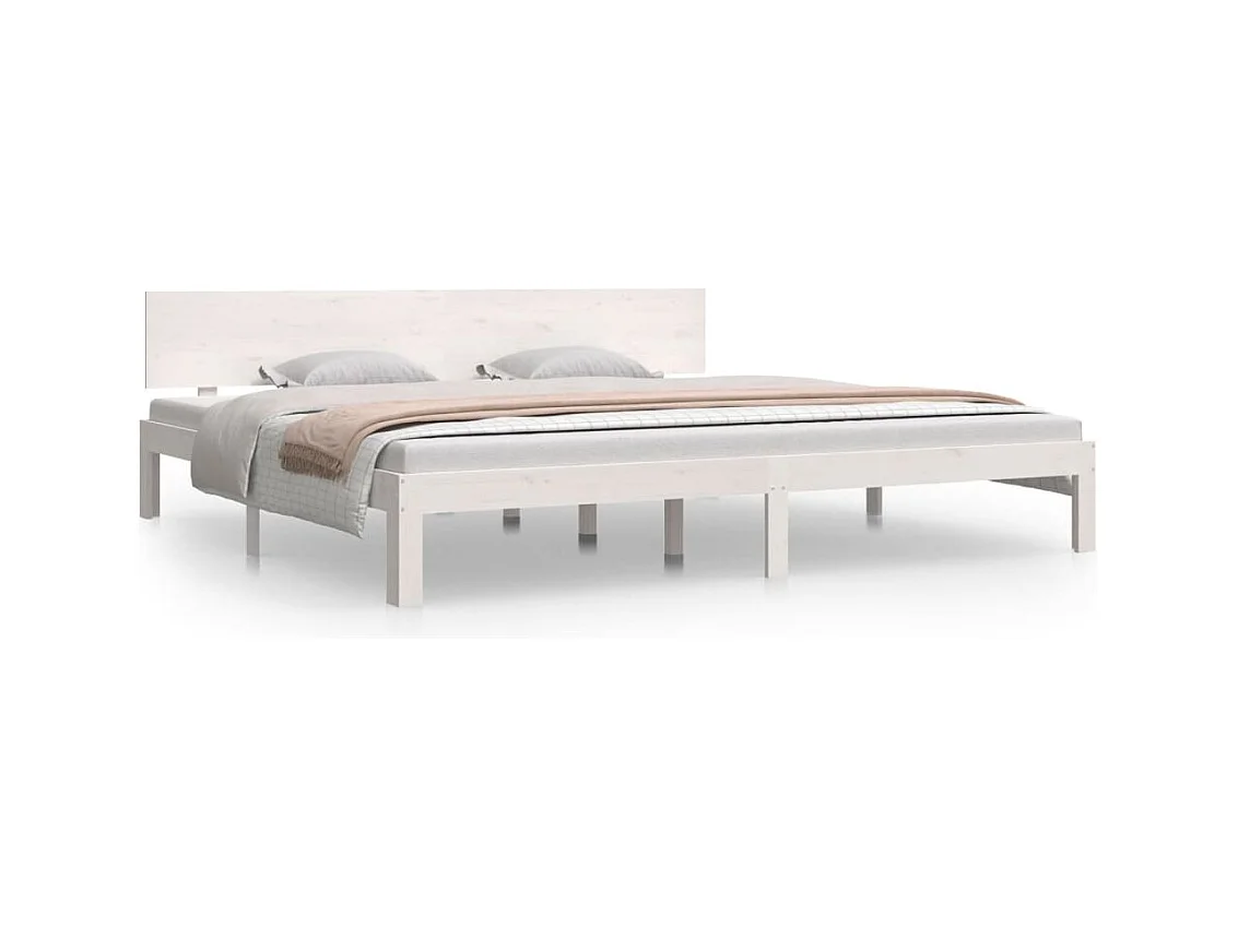 Lit Blanc Bois de pin massif 200x200 2
