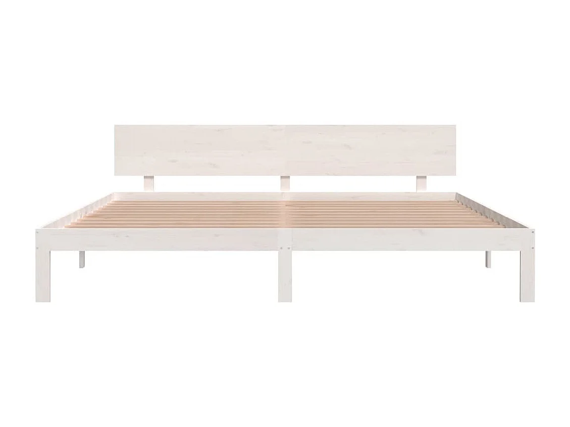 Lit Blanc Bois de pin massif 200x200 2