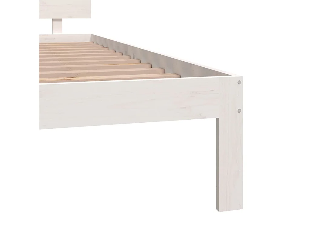 Lit Blanc Bois de pin massif 200x200 2