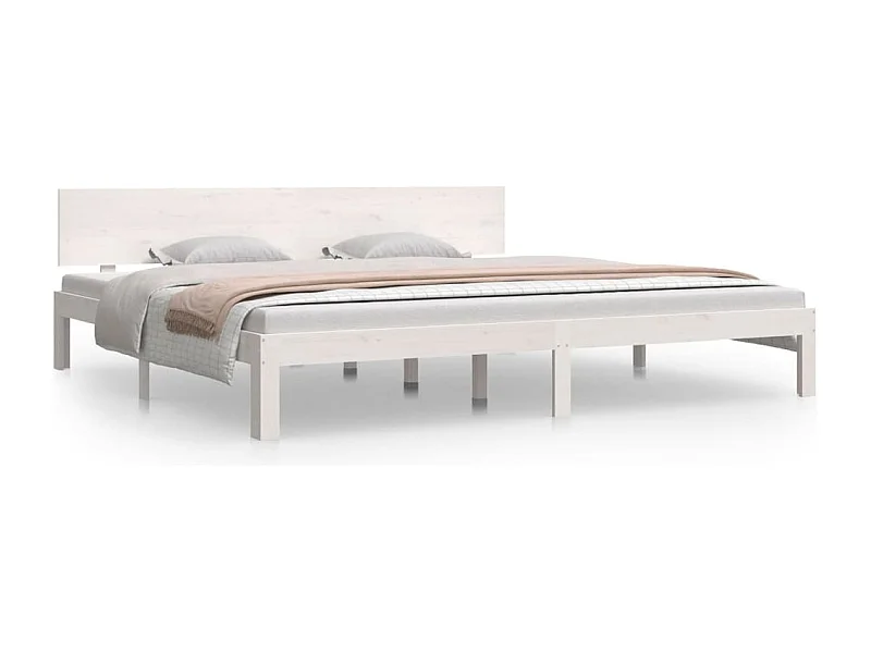 Lit Blanc Bois de pin massif 200x200 2