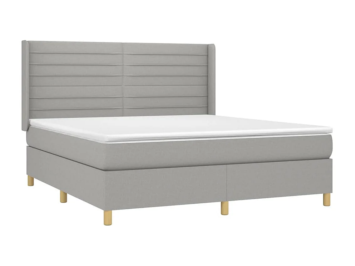 Lit à sommier tapissier matelas et LED Gris clair 160x200 Tissu