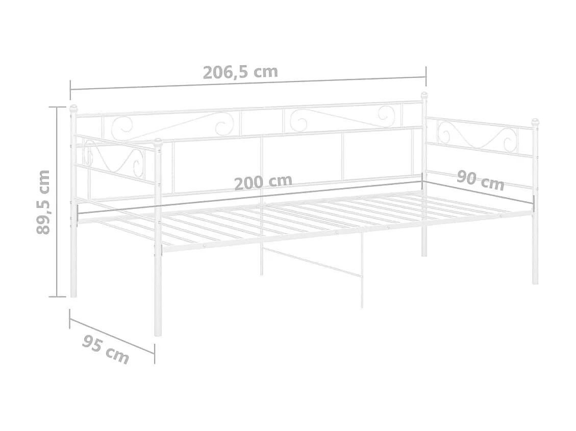Cadre de canapé-lit Blanc Métal 90x200