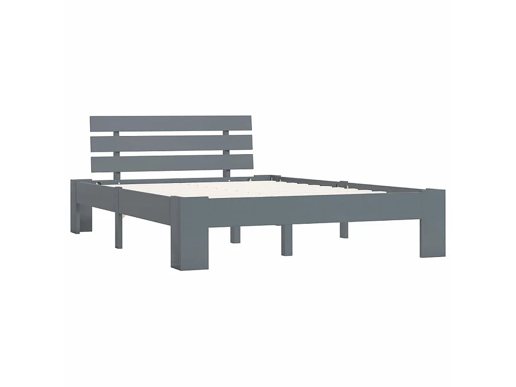 Lit Gris Bois de pin massif 120x200