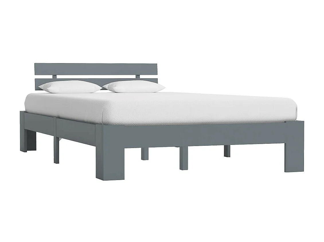 Lit Gris Bois de pin massif 120x200