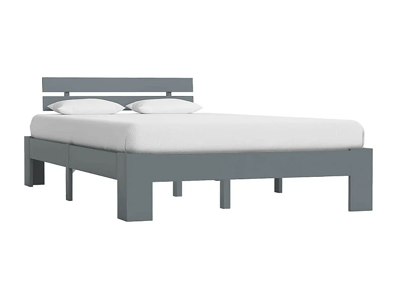 Lit Gris Bois de pin massif 120x200