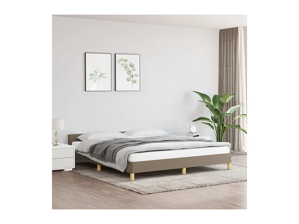 Lit avec tête de lit Taupe 180x200 Tissu