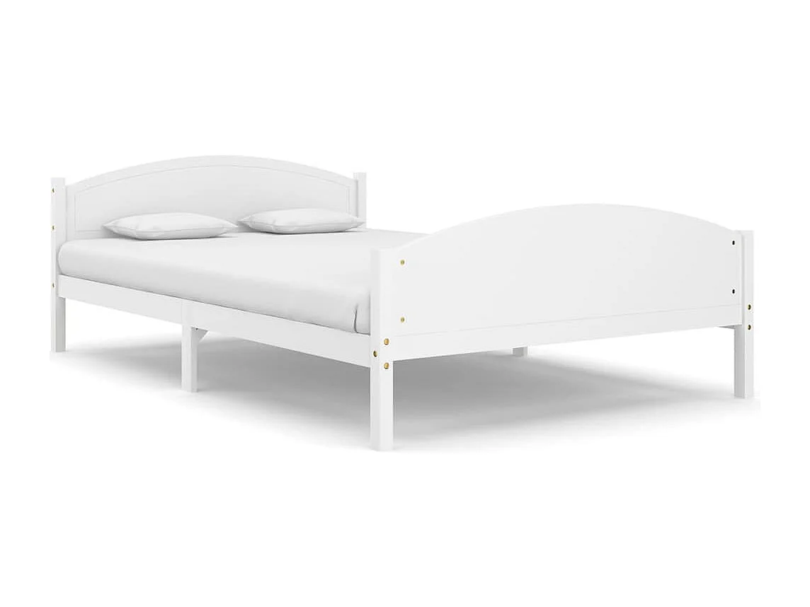 Lit Blanc Bois de pin massif 140x200 4