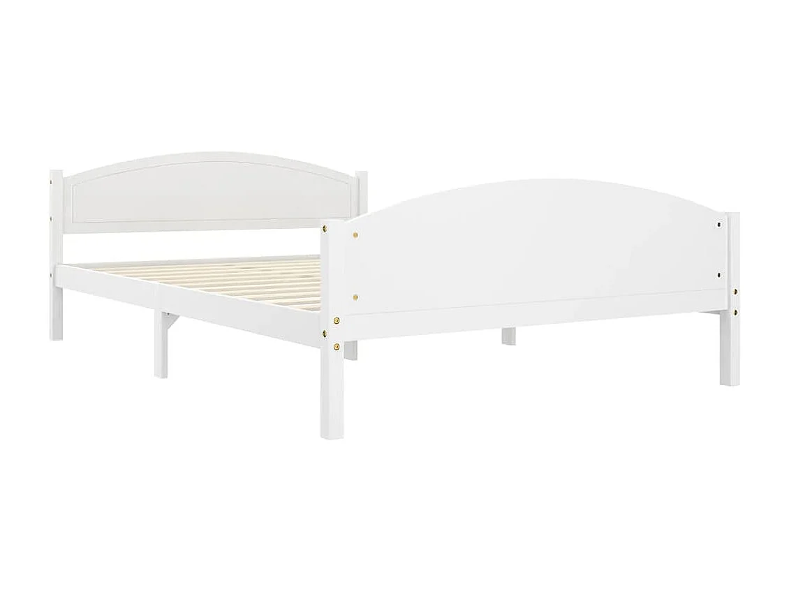 Lit Blanc Bois de pin massif 140x200 4