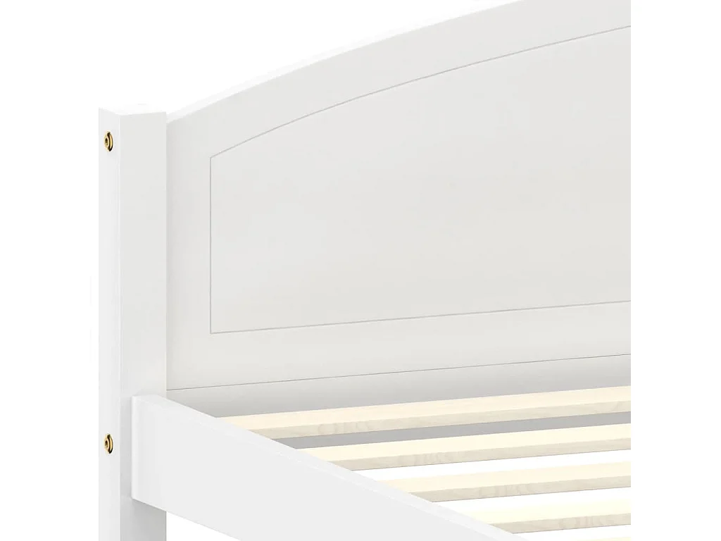 Lit Blanc Bois de pin massif 140x200 4