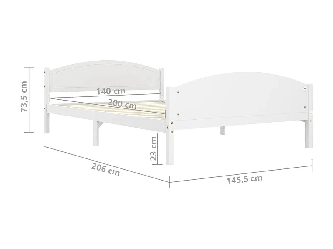 Lit Blanc Bois de pin massif 140x200 4