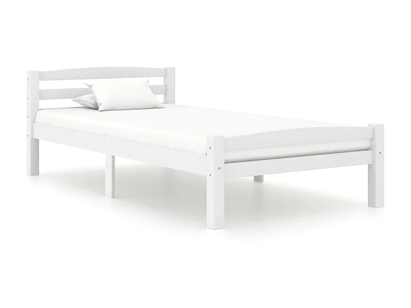 Lit Blanc Bois de pin massif 100x200 7