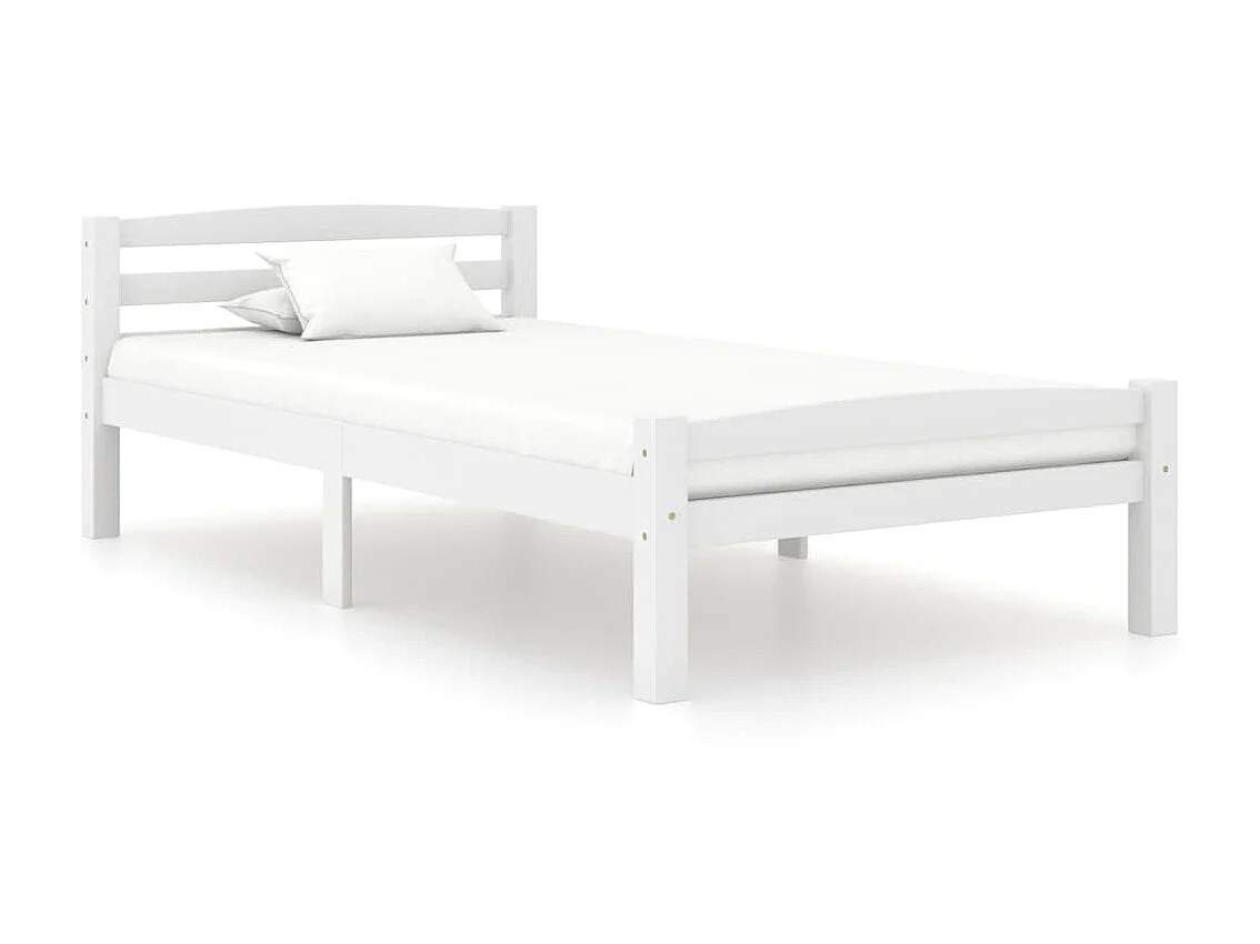 Lit Blanc Bois de pin massif 100x200 7