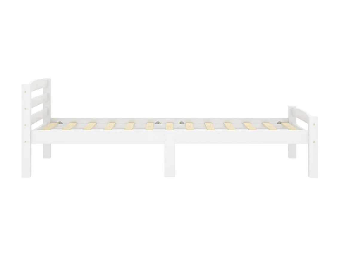 Lit Blanc Bois de pin massif 100x200 7