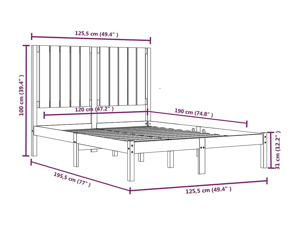 Lit Bois massif 120x190 Petit Double 3