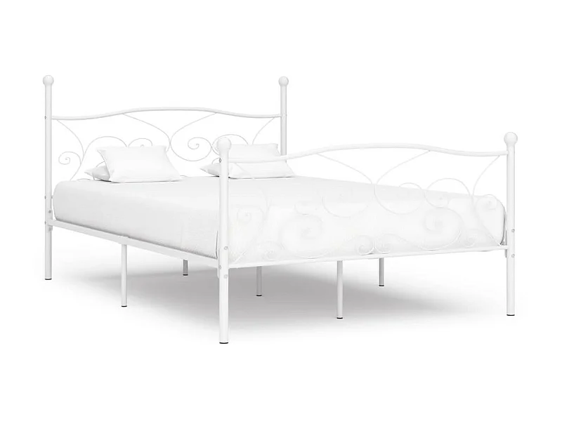 Lit et sommier à lattes Blanc Métal 120x200