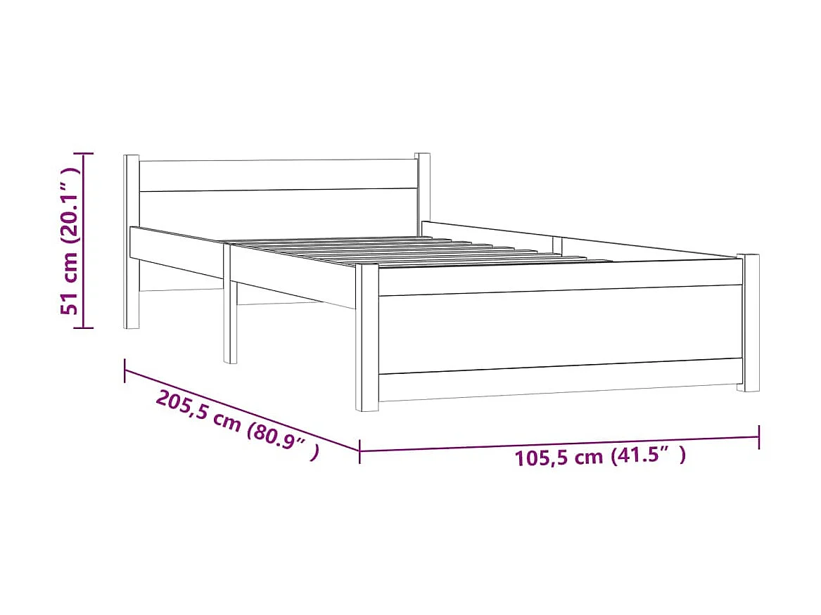 Lit Blanc Bois massif 100x200 2