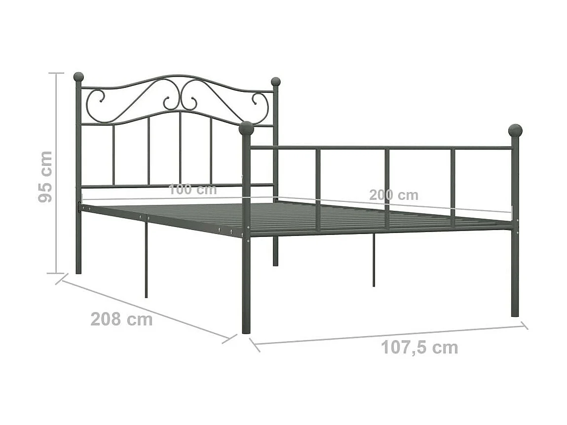 Lit Gris Métal 100x200 4