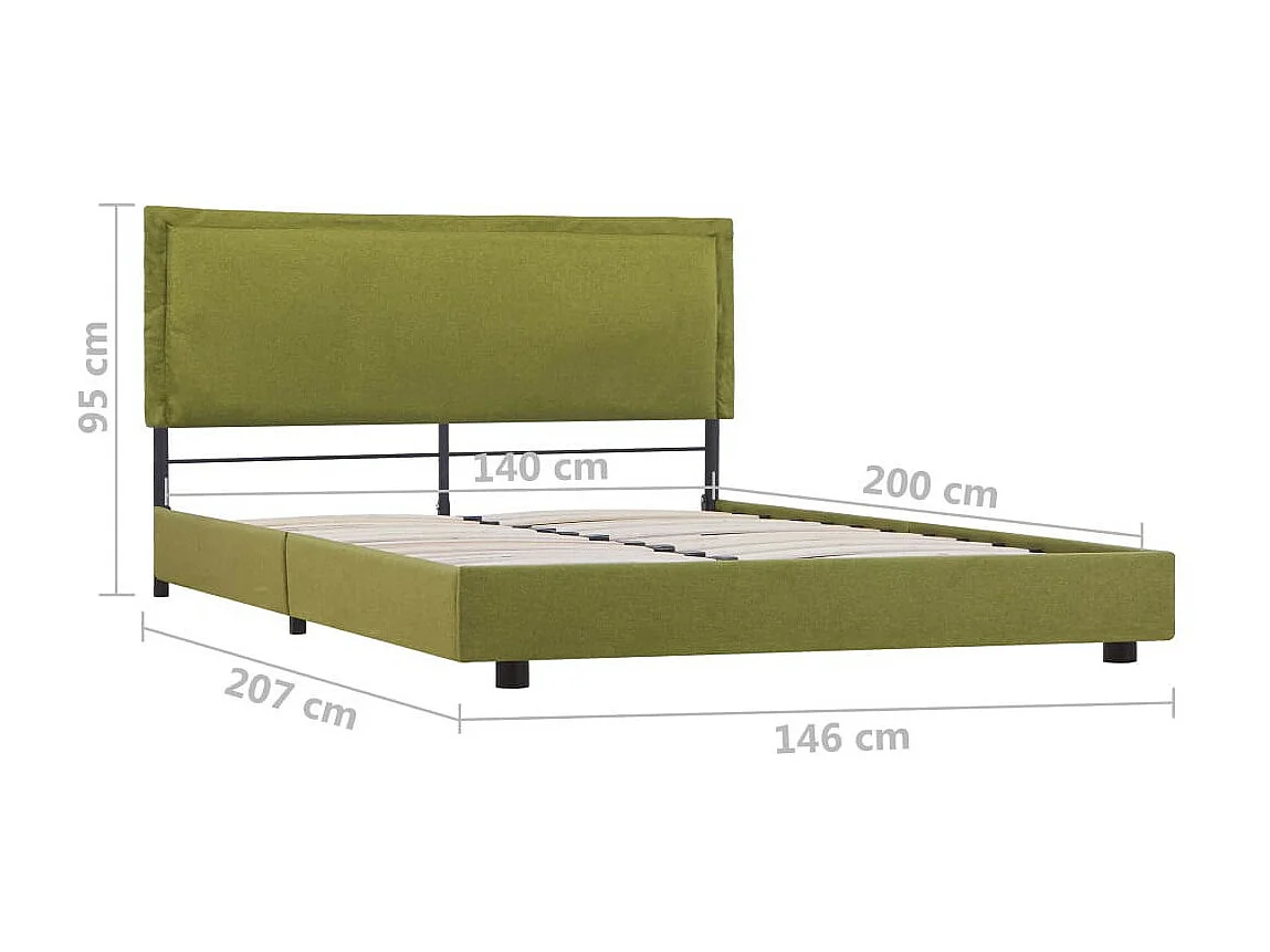 Lit Vert Tissu 140x200 6