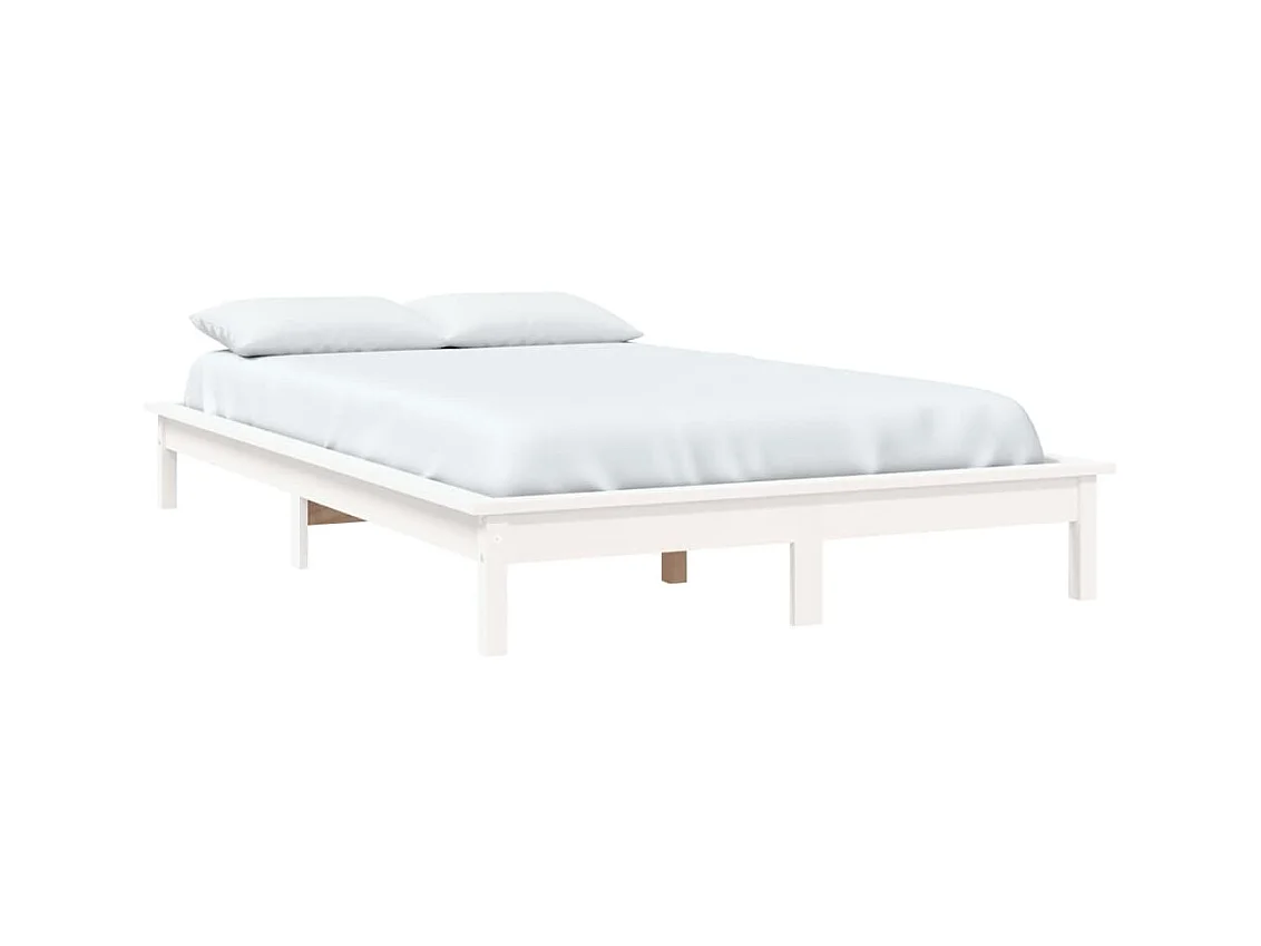 Lit Blanc 140x200 Bois de pin massif