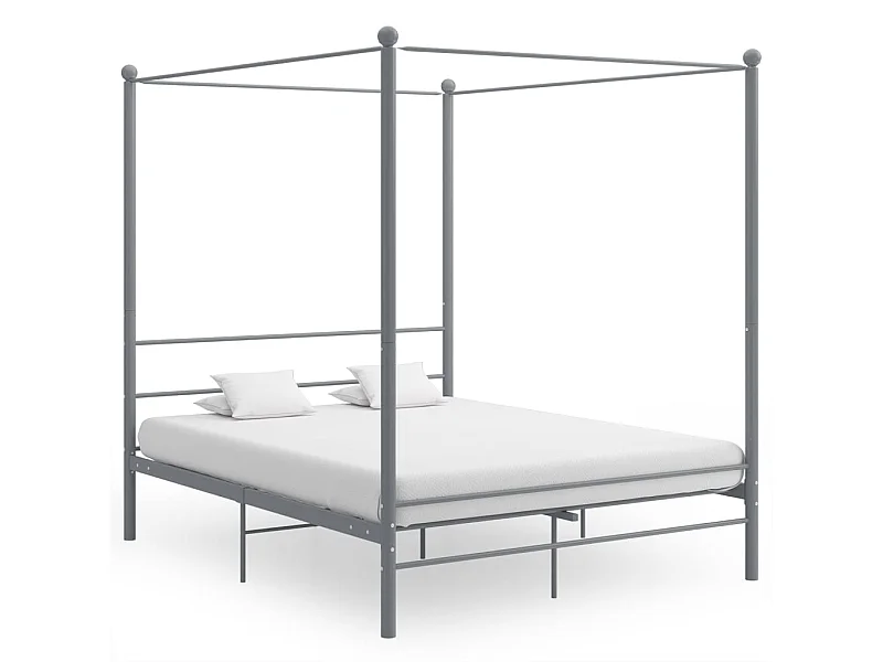 Lit à baldaquin Gris Métal 160x200