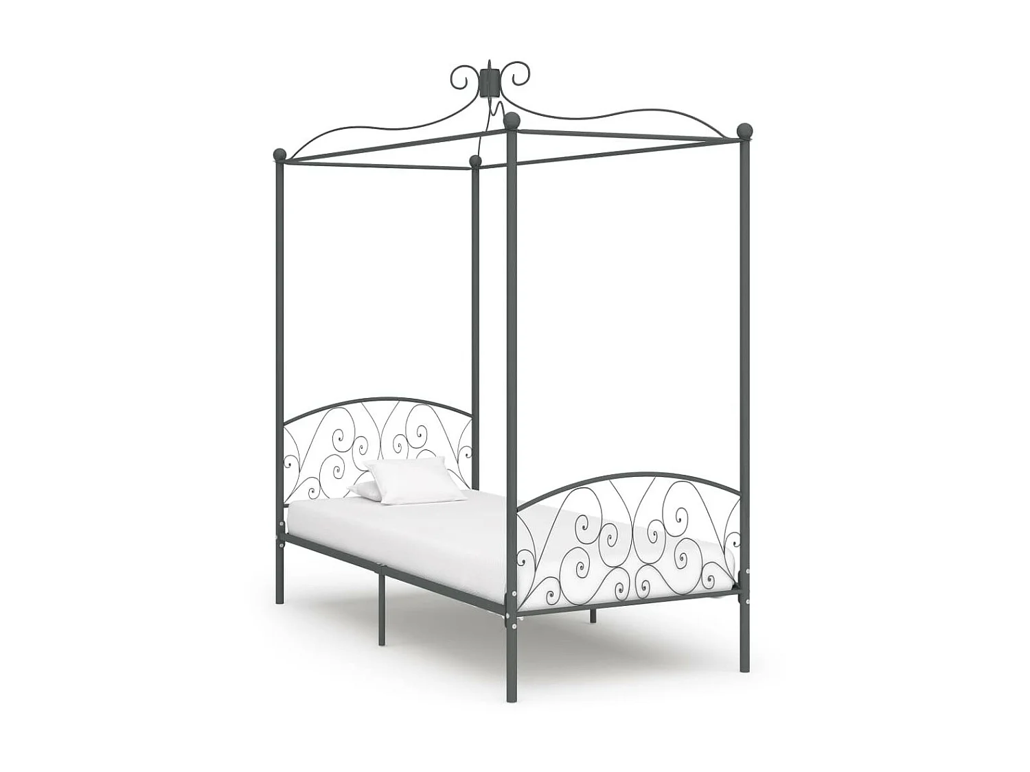 Lit à baldaquin Gris Métal 100x200