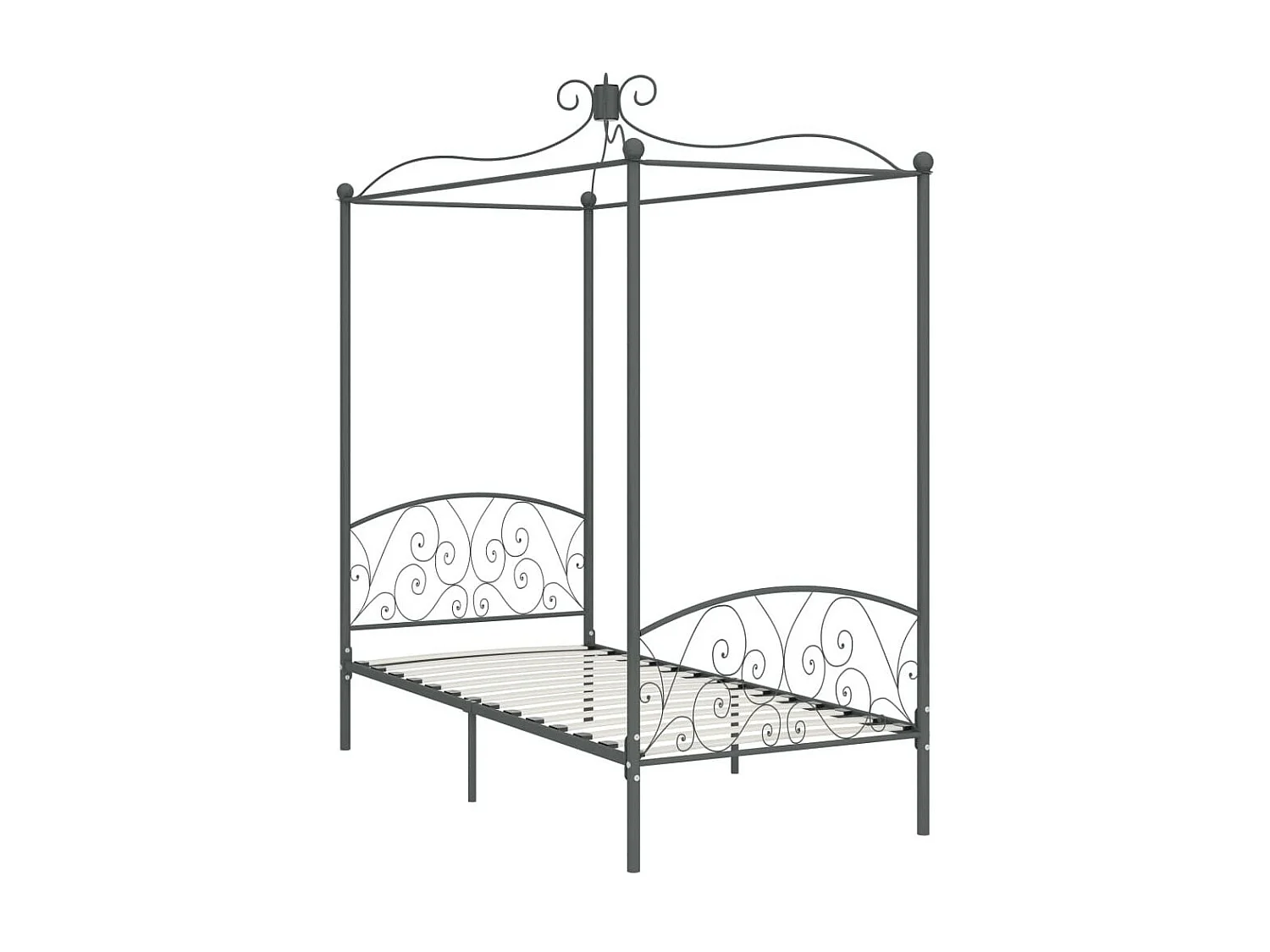 Lit à baldaquin Gris Métal 100x200