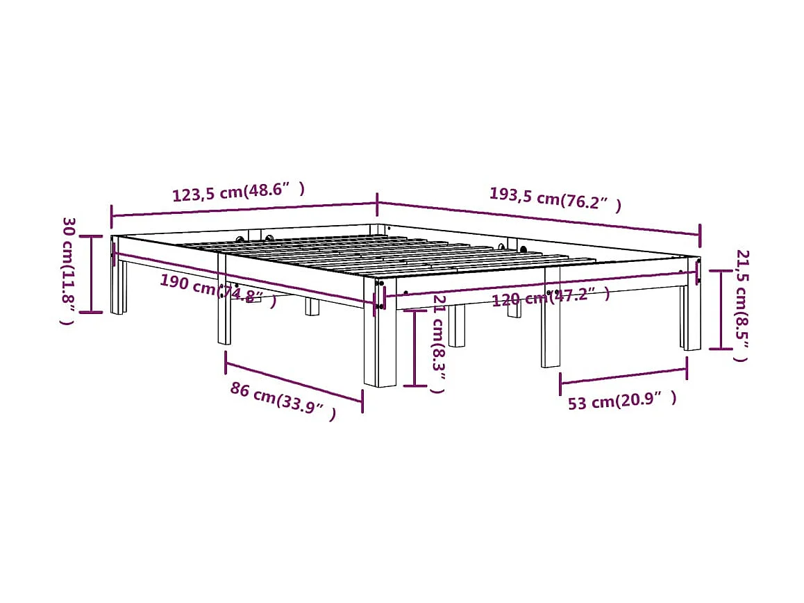 Lit Blanc Bois massif 120x190 Petit double 3