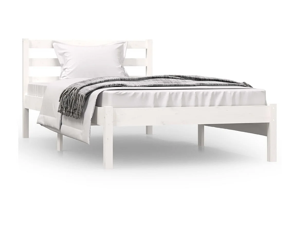 Lit Bois de pin massif 90x190 Blanc simple